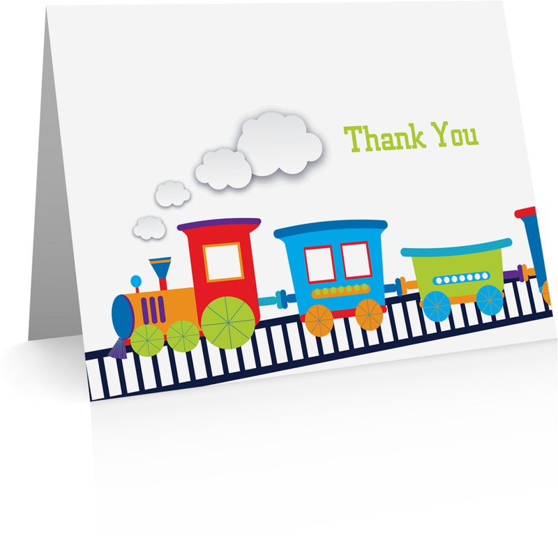 Little Notes by Comptime Choo Choo Train Thank You Cards with Envelopes - Thank You Cards for Kids - Image 1